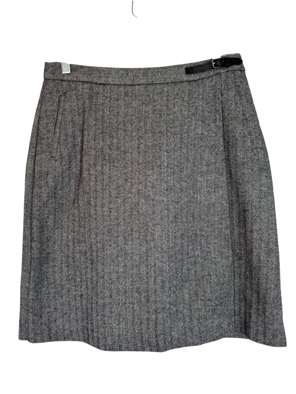 L.L. Bean Gray Herringbone Pencil Size 8 Skirt with Side Buckle